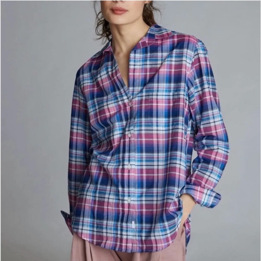 Grayson The Hero Button Up Shirt Small Pink Blue Plaid Cotton Preppy Casual